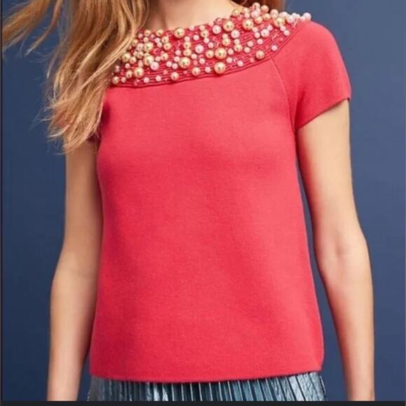 Moth Tops - New ~ MOTH ~ Anthropologie ~ Beaded Top Size M GORGEOUS Viscose